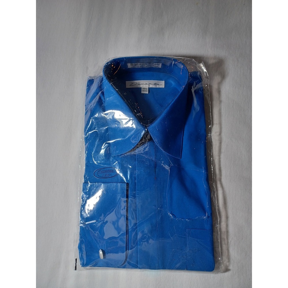 Damante‎ Mens Dress Shirt 15 1/2-32/33 Single Needle Tailoring Blue NWT